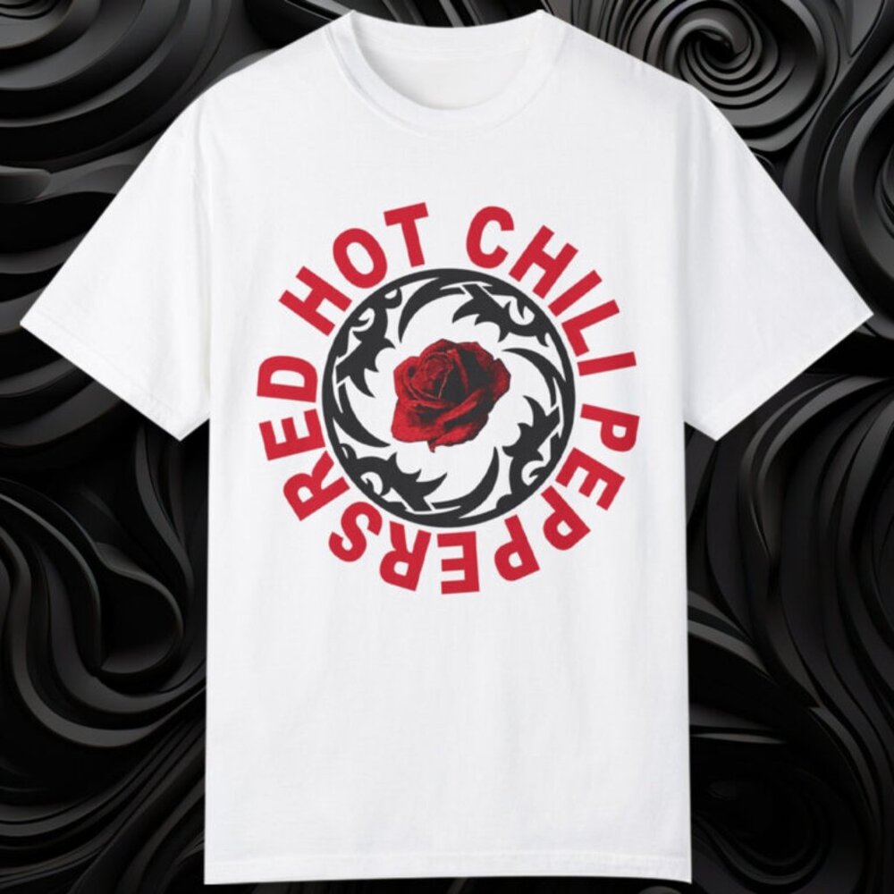 Red Hot Chili Peppers Rose BSSM Circle T Shirt Retro Rock Band Graphic Fan Gift